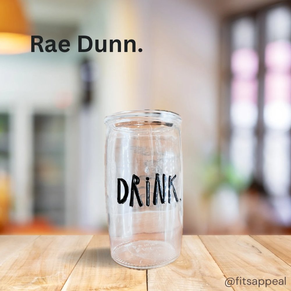 Collectible Rae Dunn 'DRINK' Glass